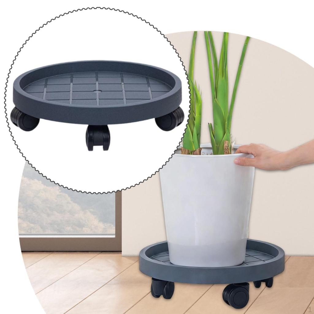 Movable Plantpot Tray Rolling Planter Stand with Wheels Pp Material Breathable Base Sturdy Structure