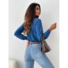 IHUASU Autumn Simple Solid Color V-neck Blouse Blouse for Women