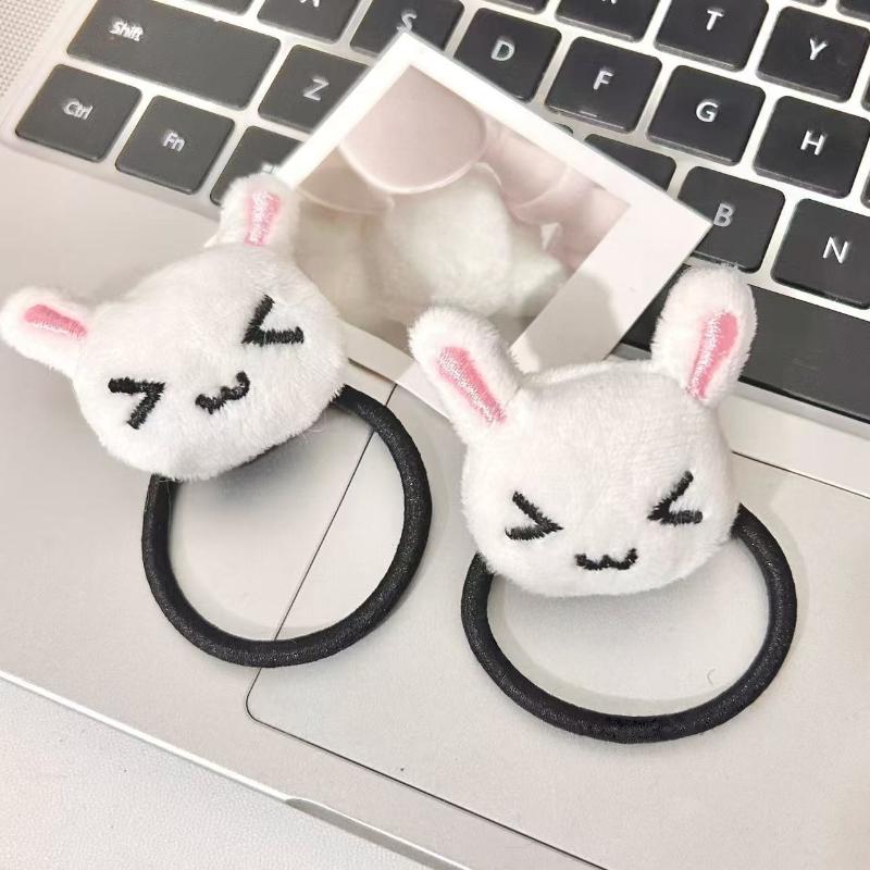 1/2Pcs Cute Plush Bunny Rabbit Hair Tie Hairband For Lolita Girls Students Ponytail Hair Rope Hair Accessories Jewelry