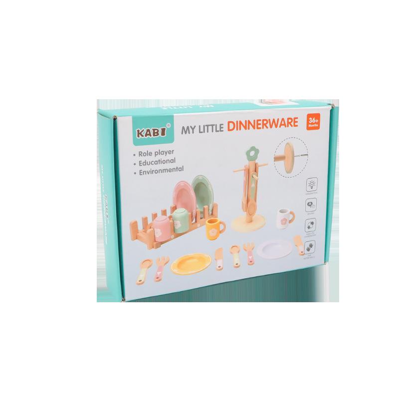 Children s Wooden Tableware Role-Play Set for Kindergarten
