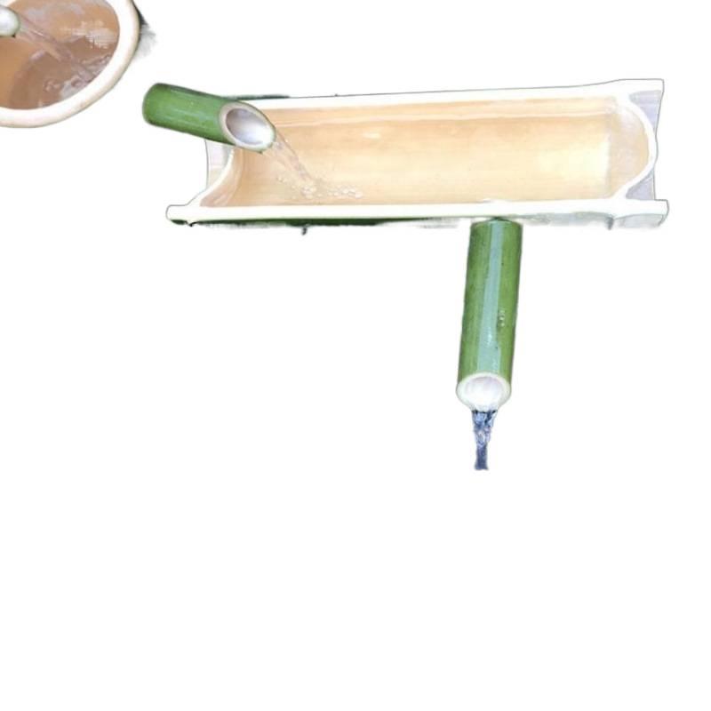 Bamboo-Finished Ceramic Fish Tank Fountain with Oxygenation & Humidification