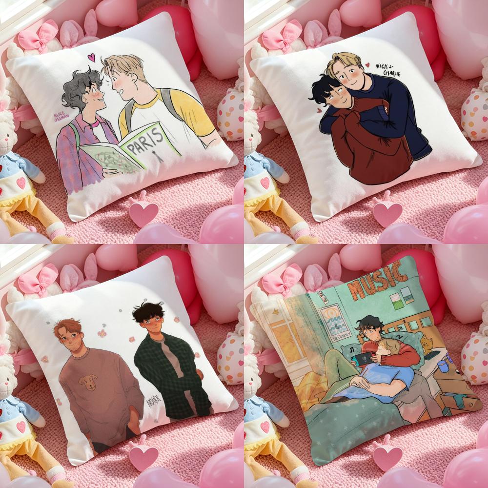 Cartoon H-HeartstopperS Cushion Cover Pattern Printed Pillowcase for Living Room Sofa Cushion Cover & Bedroom Decor
