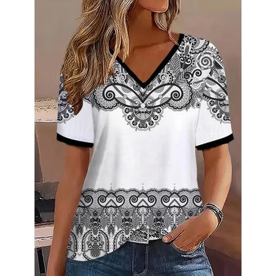 Fashionable Women's V-neck Short Sleeved T-shirt, Casual and Comfortable Top