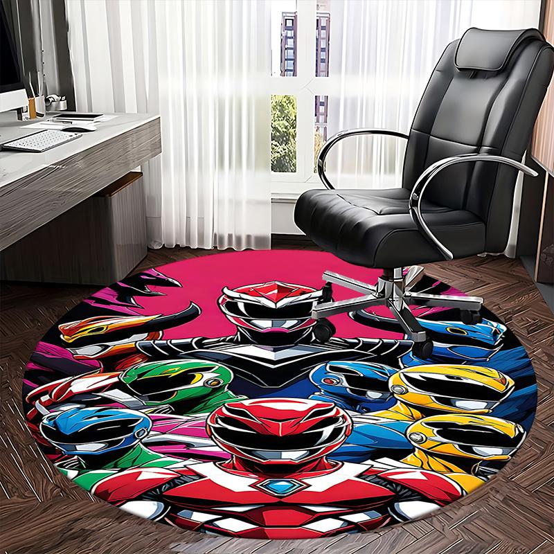 Power Rangers Chair Mat - Round Carpet for Home Decor, Office Use, Living Room, Bedroom, Gift Idea0282b