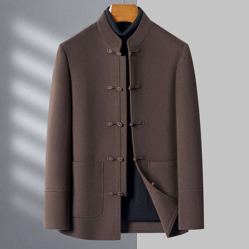 

Костюм Тан для мужчин среднего и пожилого возраста, осенне-зимний, мужской топ, двустороннее высококачественное теплое пальто, мужской деловой повседневный наряд для папы 4XL