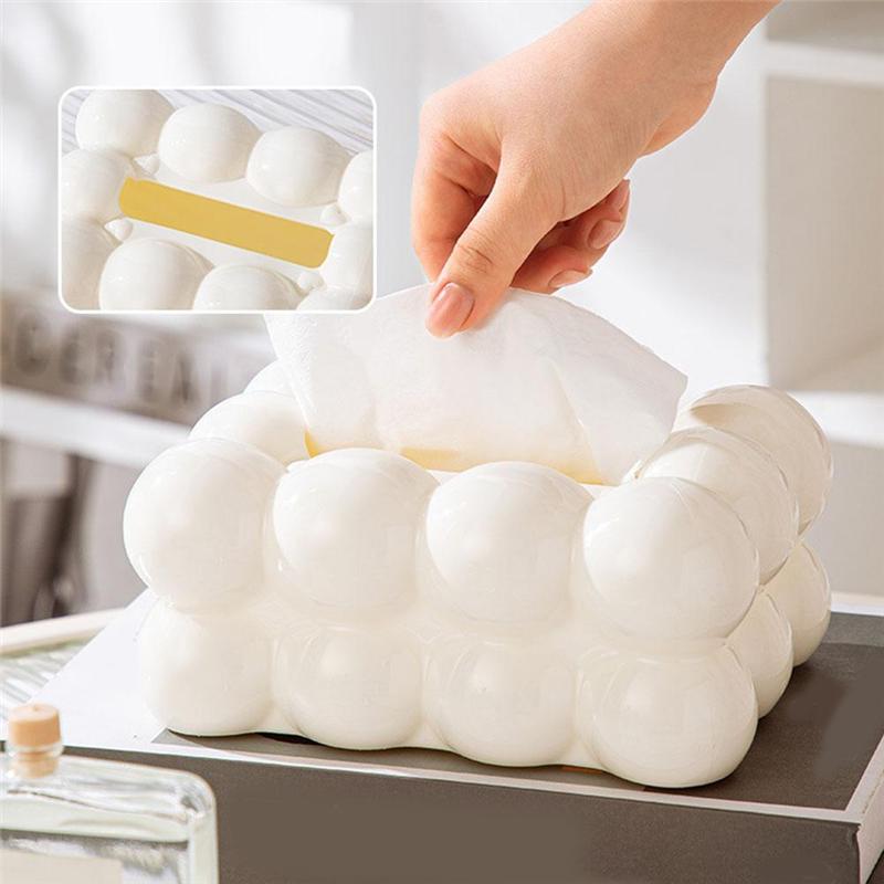 

ABWR-Bubble Shape Tissue Box Holder Living Room Tissue Case Cover Toilet Paper Dispenser Case Kitchen Napkin Holder Box білий