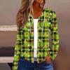 Women's Fashion Christmas Print Casual Zip-Up Long-Sleeved Hooded Jacket