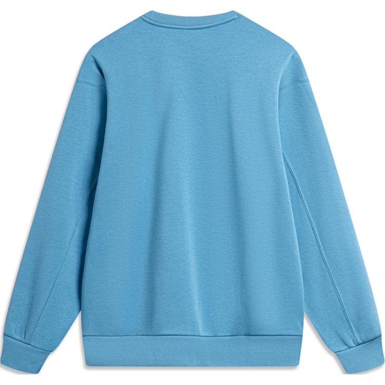 Li Ning Basketball Series Letter Round Neck Comfortable Breathable Versatile Loose Fleece Warm Sweatshirt Men sweatshirt Waterfall-Blue AWDTA75-2