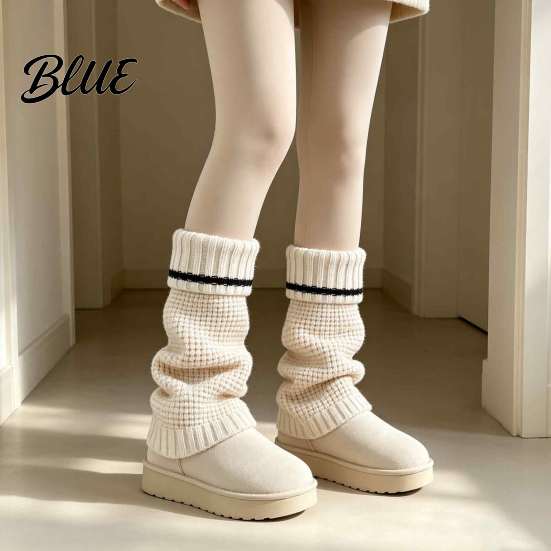 Autumn And Winter Calf for Leg Warmers Women's Knitted Fashion Socks Thickened Ribbed Boots Elastic