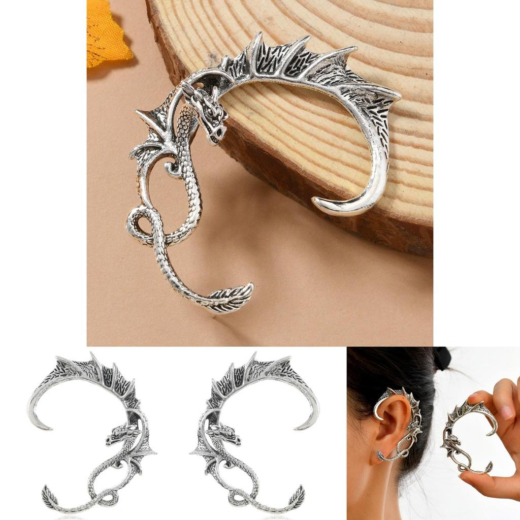 Vintage Alloy Dragon Ear Cuffs For Men Women Gothic Punk Accessories