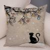 Double Print Cute Elegant Black Cat Cushion Cover Decor Cartoon Animal Pillow Case for Sofa Home Car Soft Plush Throw Pillowcase