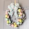 Easter Wreath with Bunny Theme, Plastic Egg Wall Hanging Decor for Front Door, No Electricity Needed, Featherless Suitable