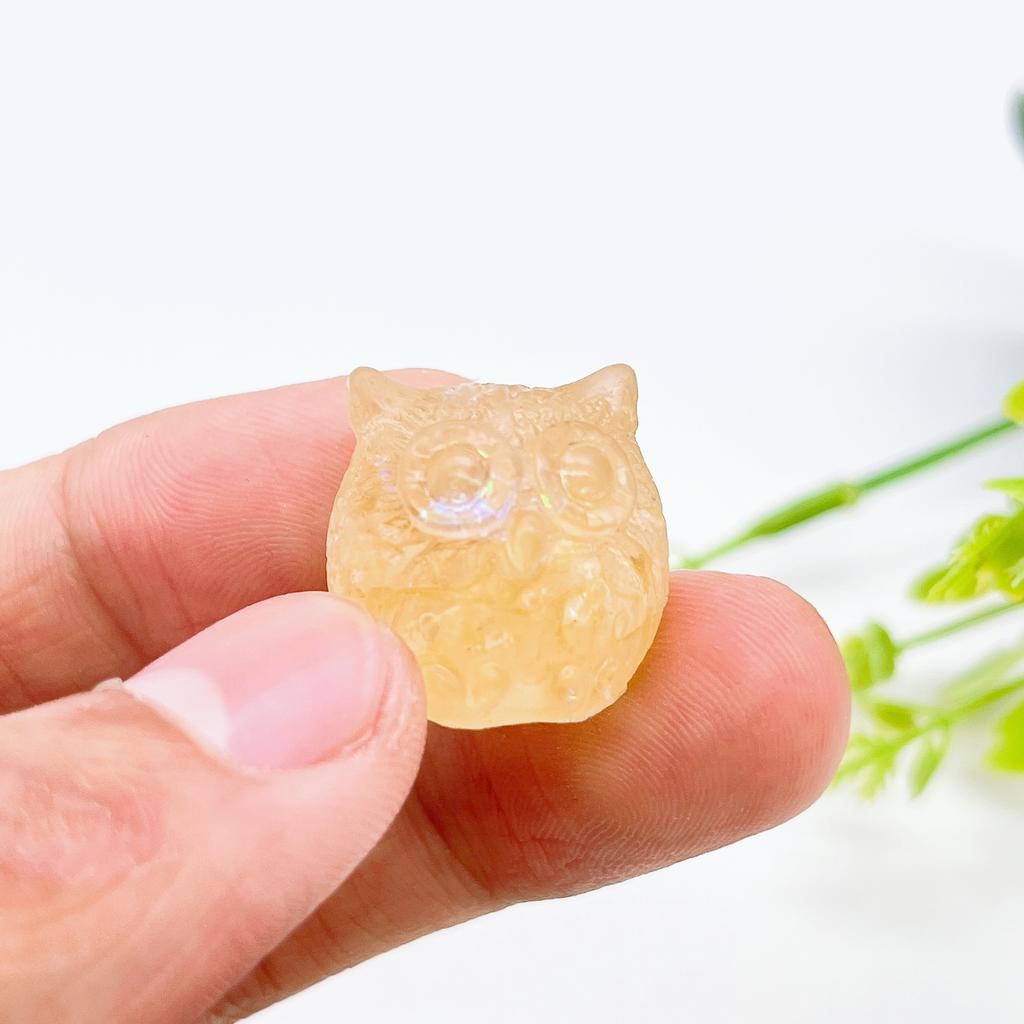 18MM Mini Owl Decoration Epoxy Resin Natural Crushed Crystal Stone Exquisite Desk Ornaments Home Garden Decoration Children Gift