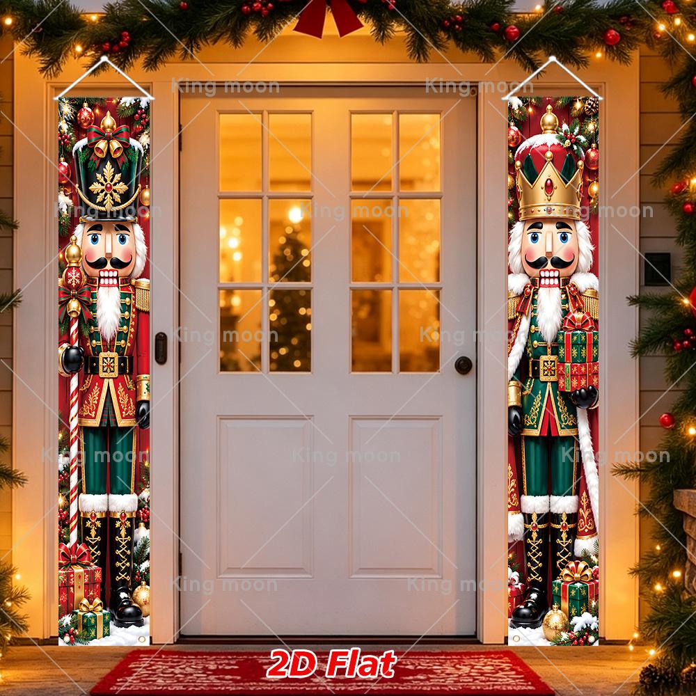 2D Flat, 2D Flat - 2D Flat, 2D Flat - 2D Flat Banner, 2pcs Christmas Couplets, Polyester Fabric, Size 180 X 30Cm / 70.9 X 11.8In, Gorgeous Nutcracker