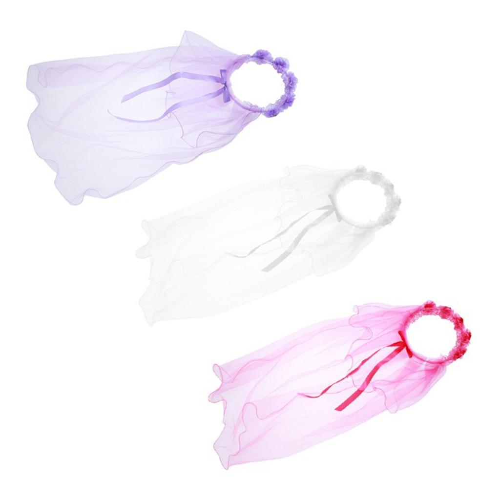 Children Lace Flower Crown Headband Veil for Girls Party Photography Accessories