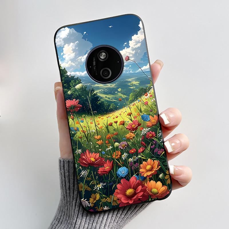 Case For Nokia 110 4G 2024/HMD 110 4G/Nokia 125 4G 2024 Anti-Scratch Soft Black Case Black Cat Holding A Basket Pattern Cover