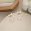 Spring Sweet Girl Stud Earrings Pink Literary Bow Love Earrings Cute Lady Style Earrings