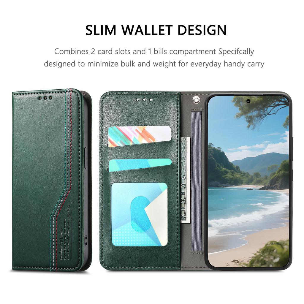 Multifunksjonelt Vintage Luksus Etui for Oppo A3 Pro/A5 Pro/Realme C63/C75/Reno12 F...Stativ + Kortlomme + Sklisikker Stropp | Semsket skinn & Lær (4 farger)