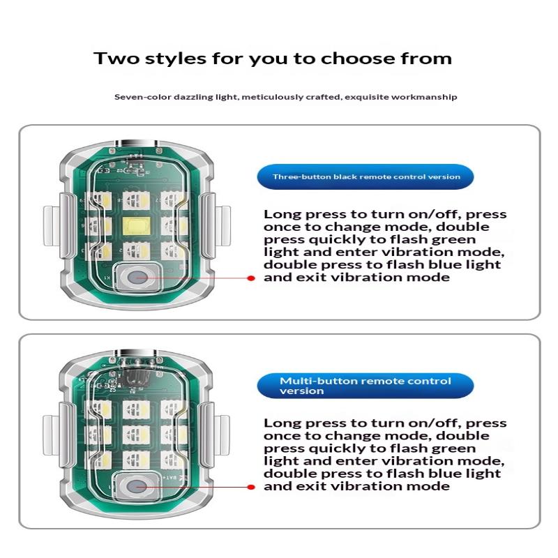 1Pcs Wireless Remote Led Strobe Decorative Light Rgb Colorful Vibration Sensing Warning Signal Light For Motorcycle Car
