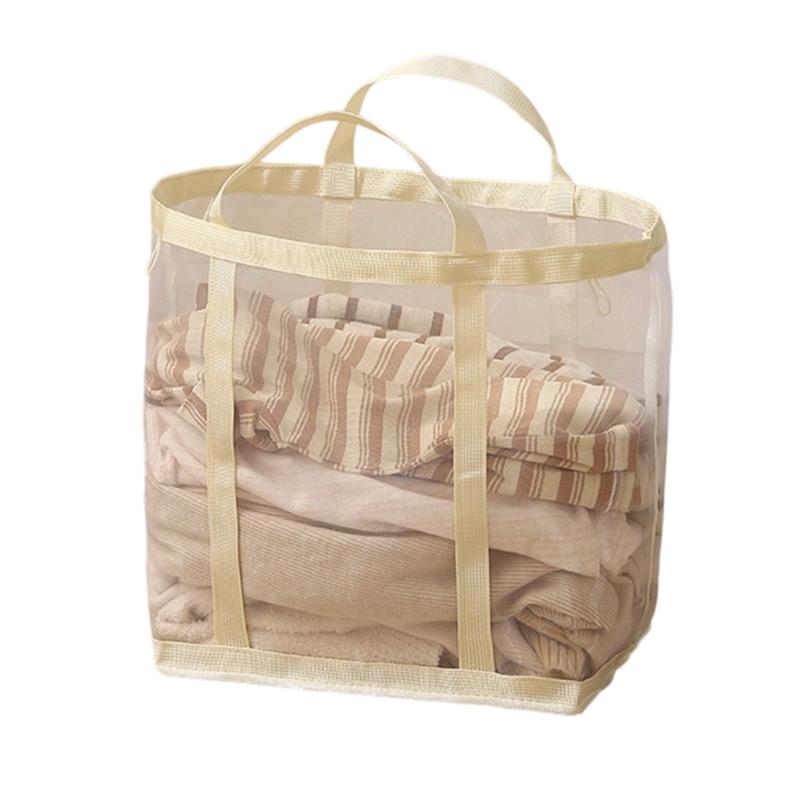 Foldable Large Capacity Clothes Storage Basket with Breathable Nylon Meshes for Home Organization Space Saving and Odor Prevention Ideal for Families
