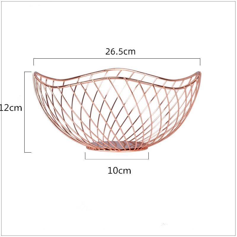 Electroplated Iron Wire Fruit Basket Snack Storage  Holder Household Tableware