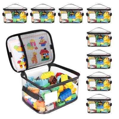 7JI Toy Storage Bags, Waterproof with Label Pockets and Mesh Pockets, for Organizing Toys, Lego, Puzzles, Board Games, Plush Toys, Camping, Travel,
