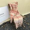 New simple and high-end scarf thickened warm fringed plush shawl autumn and winter versatile plaid scarf