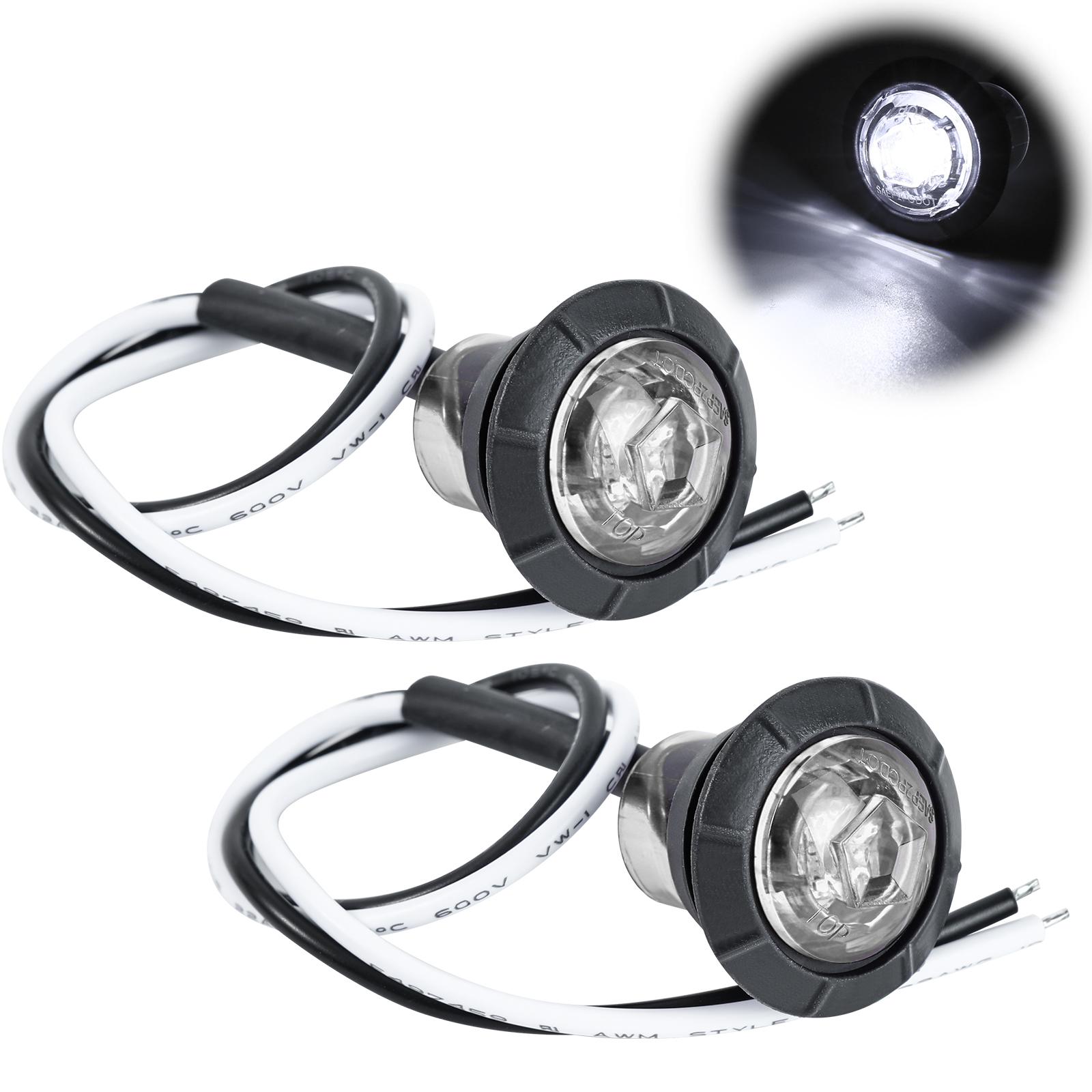 

Белые светодиодные габаритные огни-маркеры пулевидной формы 3/4 ДЮЙМА, боковые светодиодные маркерные огни с кнопкой для прицепа, грузовика, аксессуары для дома на колесах, автомобиля, автобуса, фургона, 4 шт. белый