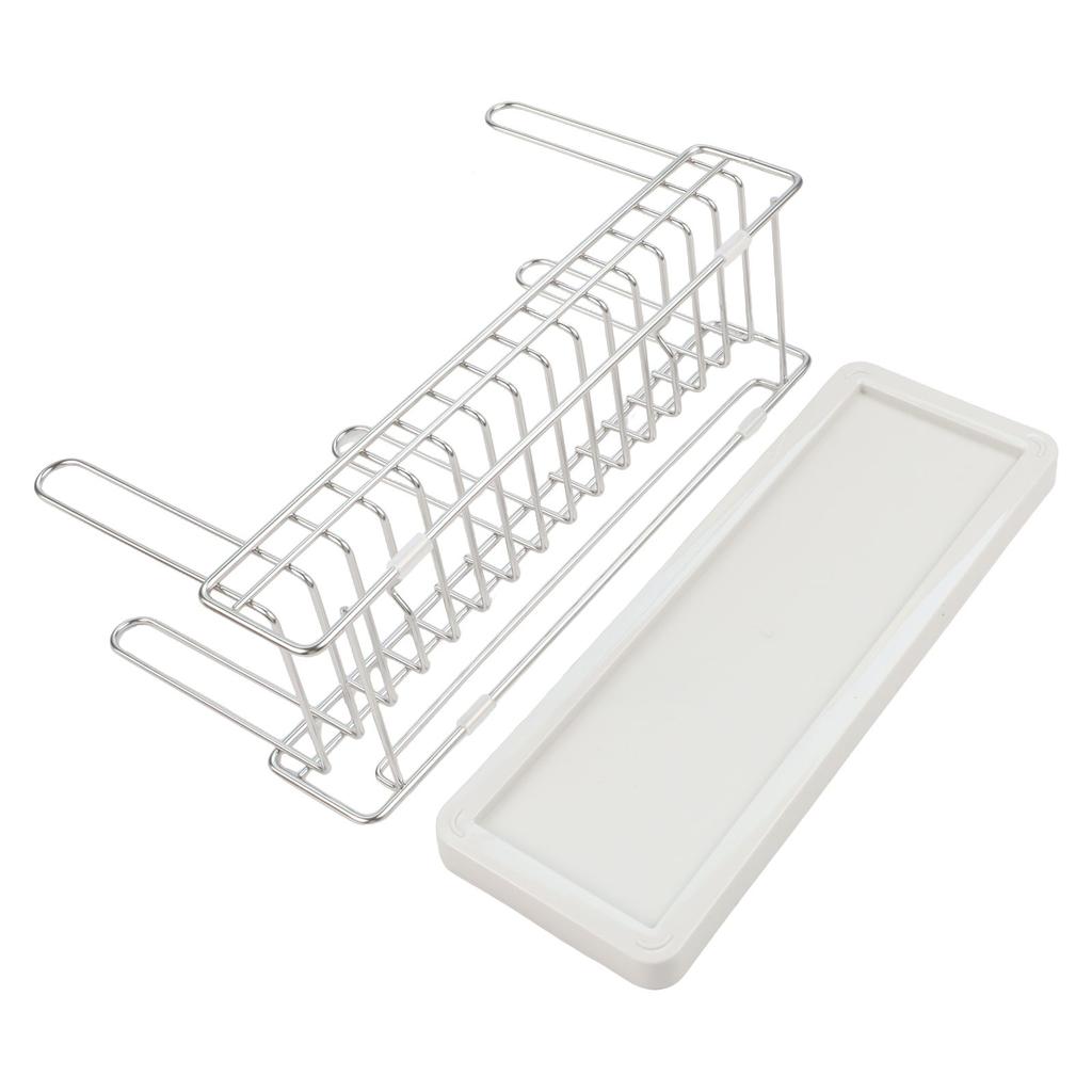 Space Saving Stainless Steel Utensil Drying Rack with Drainage Tray for Kitchen Sink Cabinets and Drawer Organization