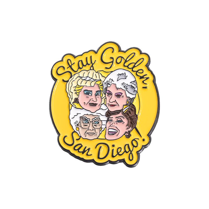Stay Fun Golden San Diego Cartoon Grandma Pin Made Of Alloy With Eyecatching Finish Color