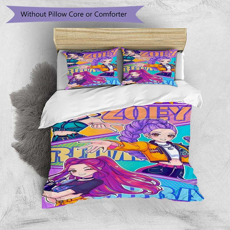 3pcs Duvet Cover Set (1*Duvet Cover + 2*Pillowcase, Without Core),KPop Demon Hunters Print Bedding Set, Bedroom Decor, All‑Season, Birthday Gift