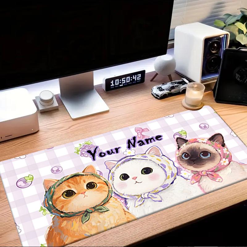 1PC Custom Name Cat Kitten Dreams Mouse pad, keyboard and mouse desk pad, for computer notebook Birthday Gift For Any Room Or Office