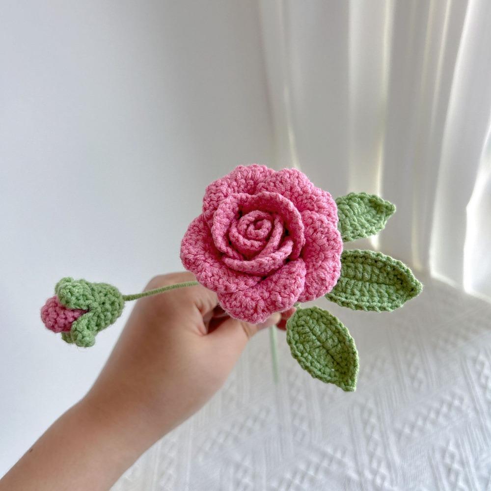 Rose Bud Crochet Bouquet Handmade Knitted Flower Premium Handwoven Rose  Handcrafted