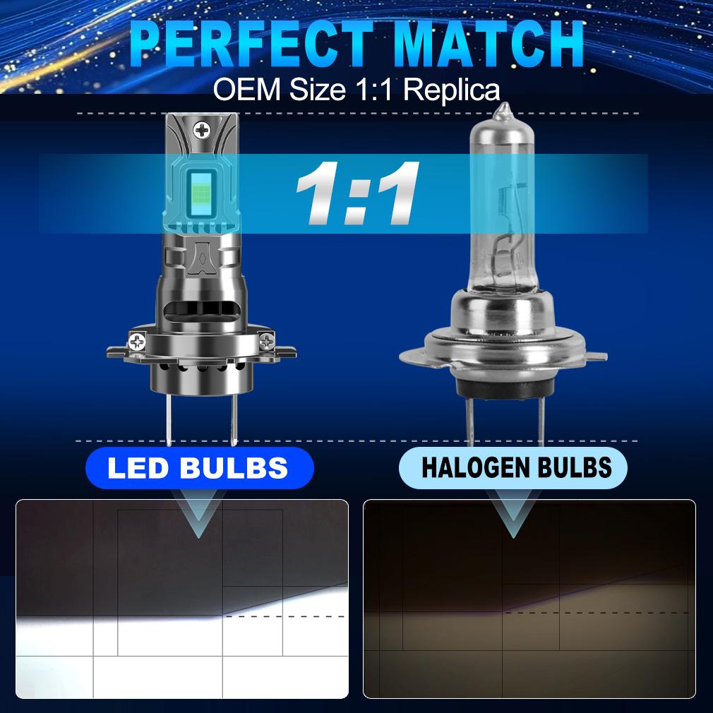 2 Stück 30000LM H7 LED-Scheinwerferlampen Mini Turbo H11 LED H8 H1 9005 HB3 9006 HB4 Auto-Nebelscheinwerfer Scheinwerfer Auto Plug&Play Lampe 6500K Weiß