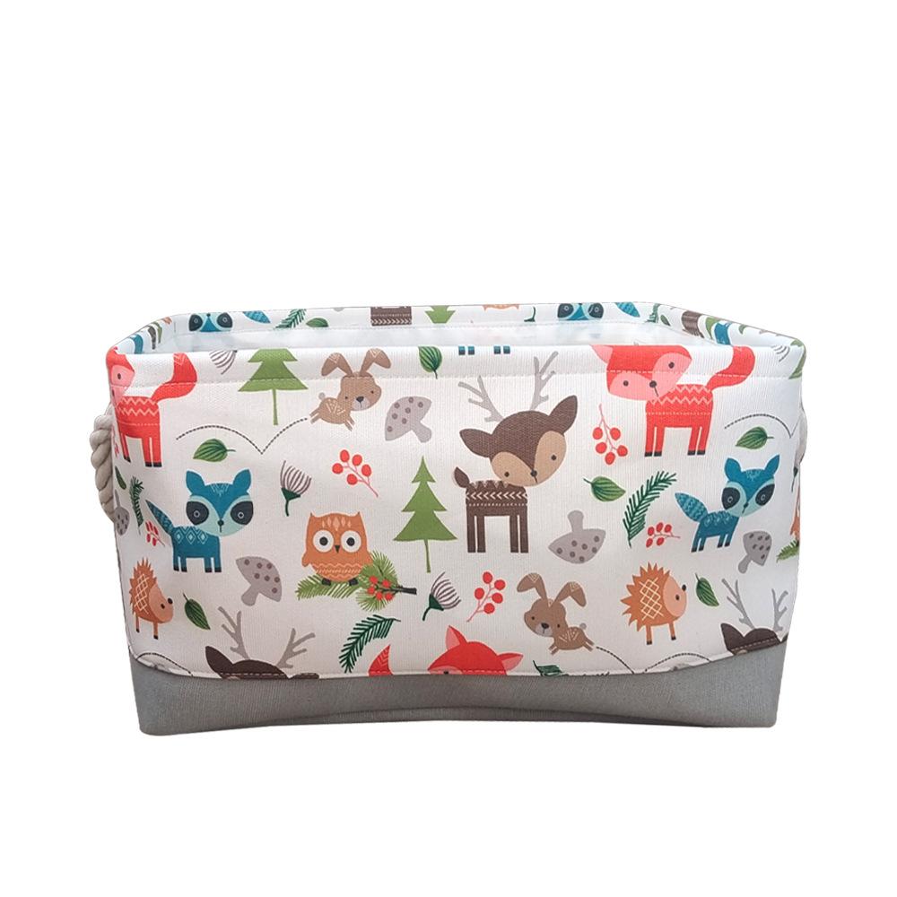 Large Capacity Folding Storage Bags Cartoon Print Thickened Fabric Drawstring Clutter Storage Basket Toys Storage Basket Fabric