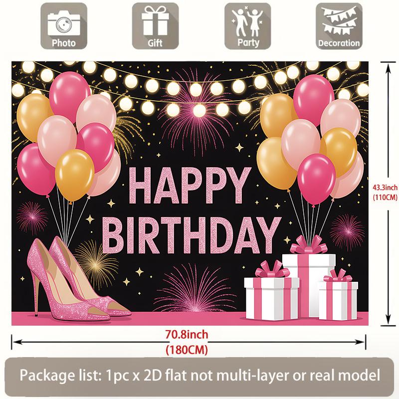 Birthday Celebration Party Banner, Polyester Photo Backdrop for Home Room Wall Decor and Gifts