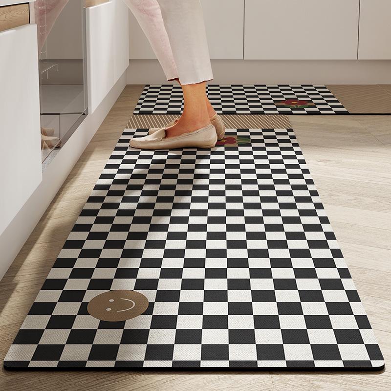 Retro Diatom Mud Non-Slip Kitchen Mat: Super Absorbent, Dirt Resistant, Water & Oil Absorption Floor Mat.