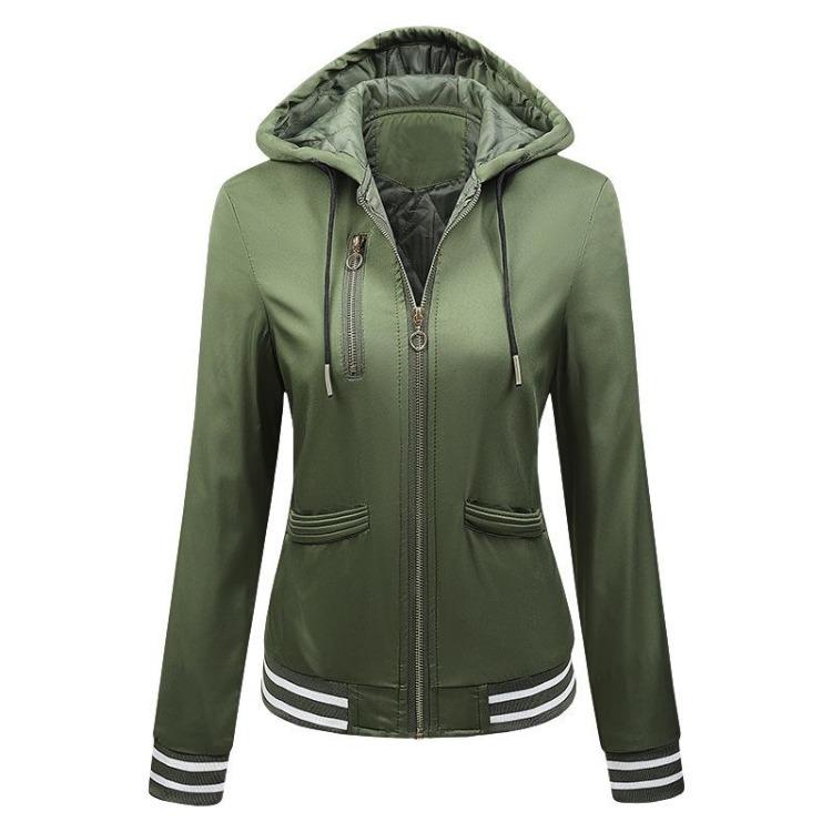 

Women s Baseball Jersey Cotton Coat Loose Stand Collar Zipper Flight Jacket Thickened European American Style Autumn Winter Fashion XXL армія зелений колір