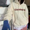 Padded Hooded Sweatshirt Women Autumn and Winter Loose Letter Printed Student Long Sleeve Tops Fashion Retro Versatile Sweatshirt