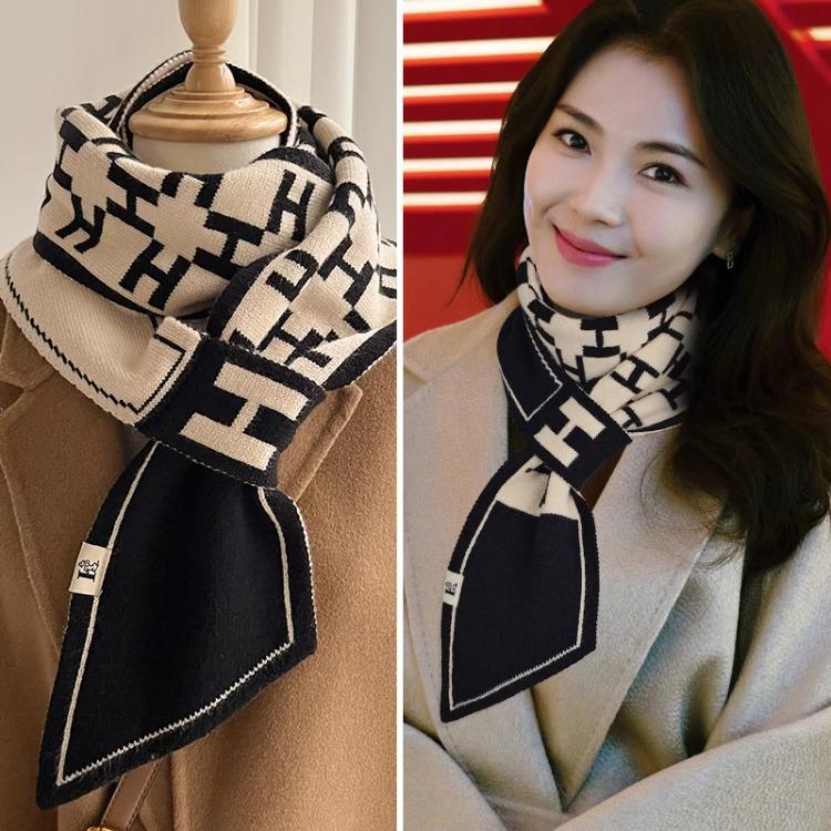 New 130x13cm Flower Korean Version Small Women Scarf Versatile For Autumn Winter, Warm Scarves Angled Party Gift