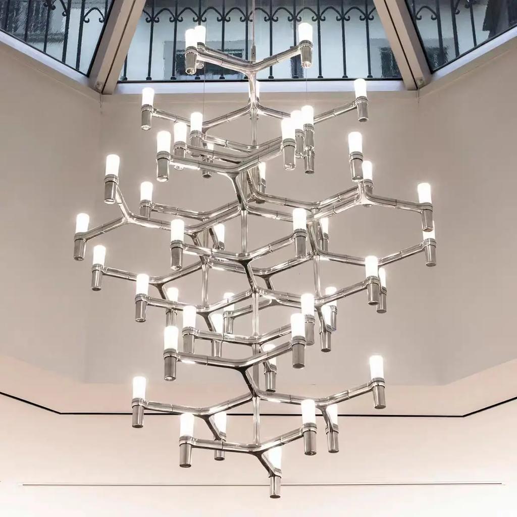 Nordic luxury modern LED Chandelier designer kitchen pipe chrome lamp hotel living room room room decoration lighting fixtures