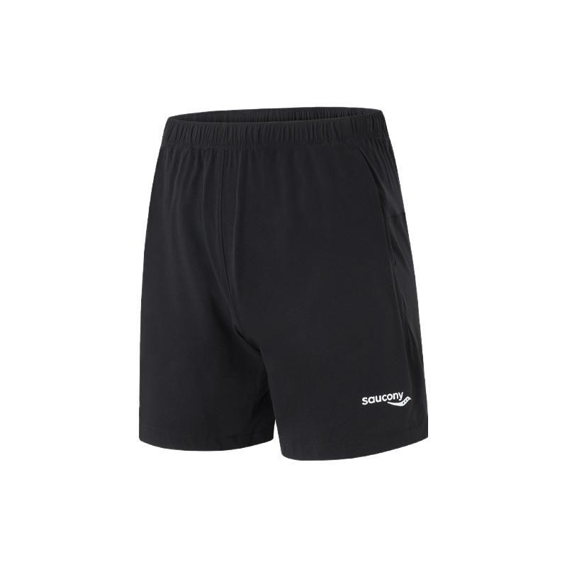 

Saucony Solid Color Mid Waist Straight Casual Shorts Men shorts Black SC2239148-2 L