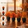 Nostalgie Simulated Small Potted Plant, Maintenance-Free, Realistic Autumn Leaves Mini Fake for Bookshelf Desktop Decor