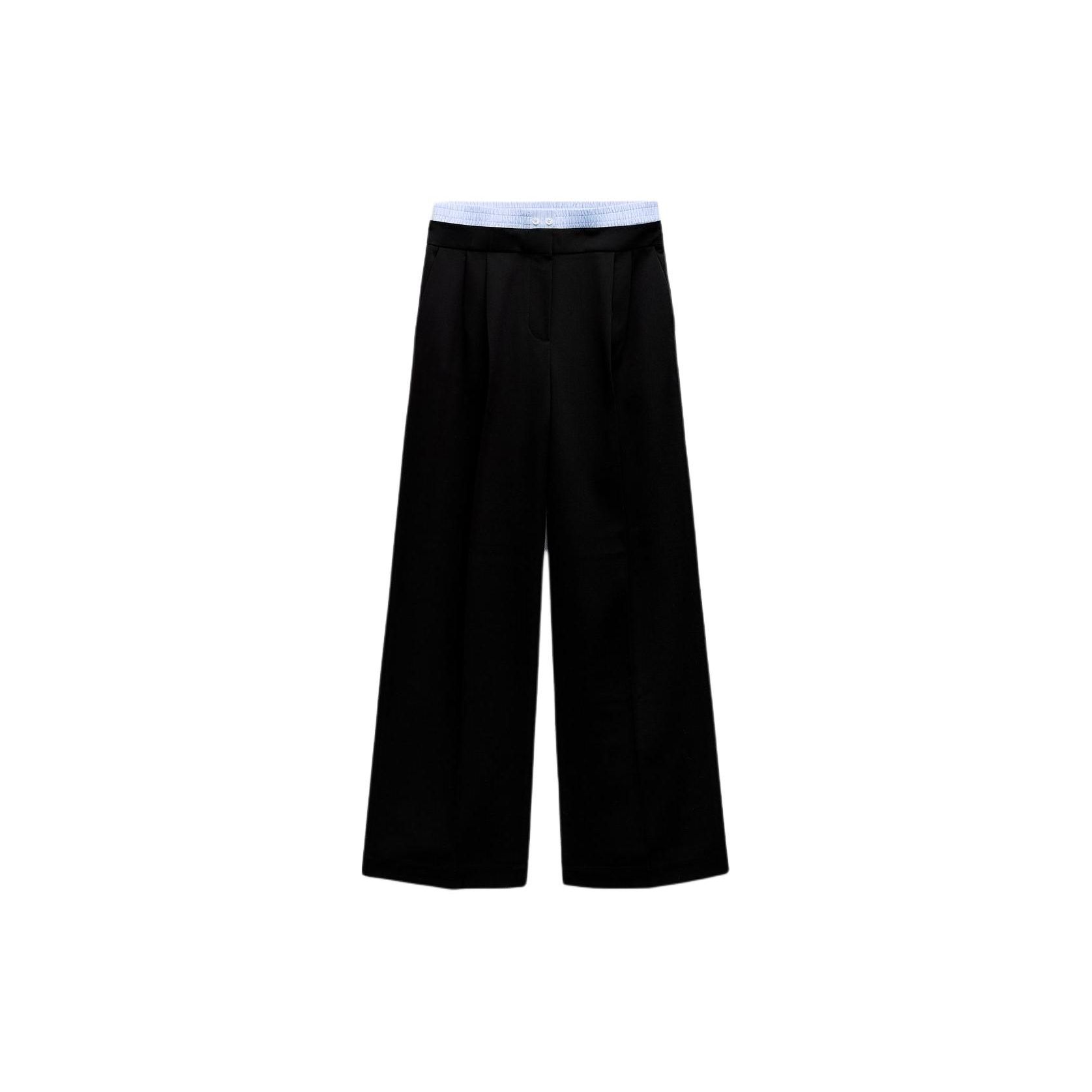 

Zara Color Block Layered Casual Pants Women bottoms Black 8741024-800 XL