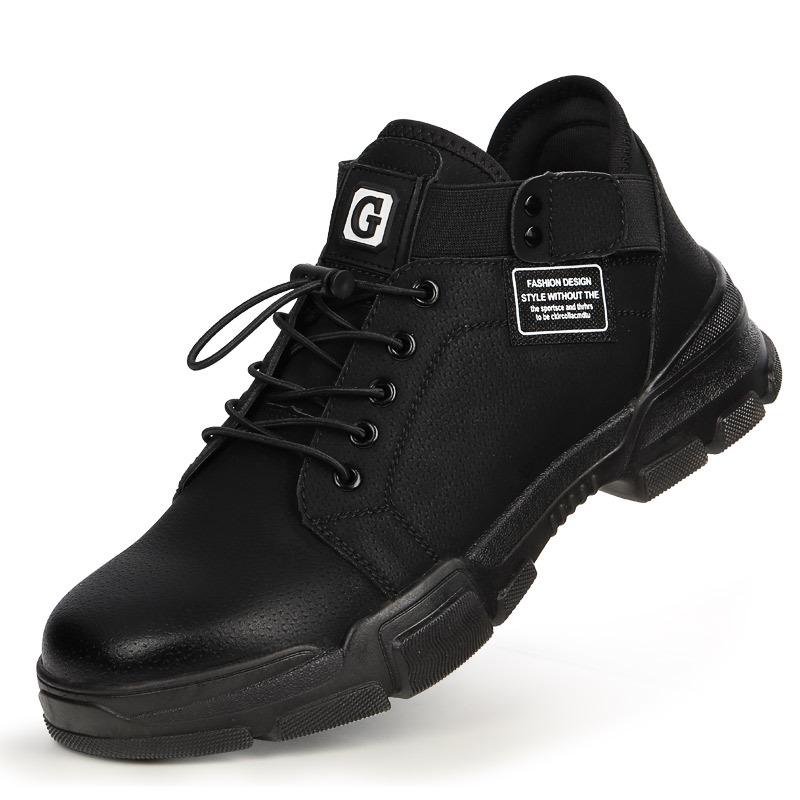 Labor Insurance Shoes Men's Anti-smashing and Anti-piercing Steel Head Rubber Sole Wear-resistant Safety Protection Work Shoes High-top Protection
