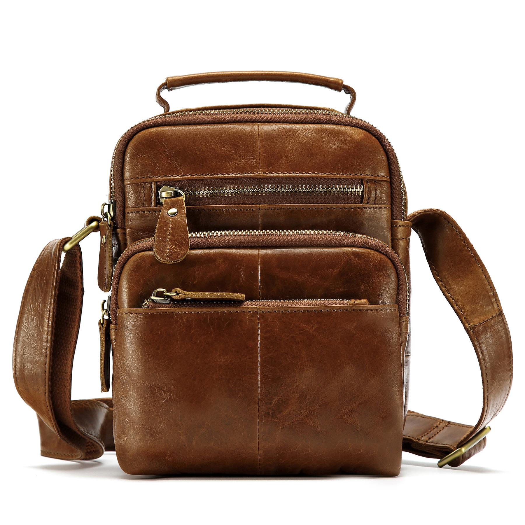 

Сумка на плече з натуральної шкіри, сумка через плече, вінтажна чоловіча сумка через плече, висококласна повсякденна чоловіча сумка для поїздок коричневий