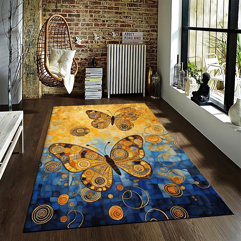 Colorful Abstract Butterfly and Swirl Pattern Carpet for Home Decor Suitable for use as an anti-slip for living room bedroom sofas