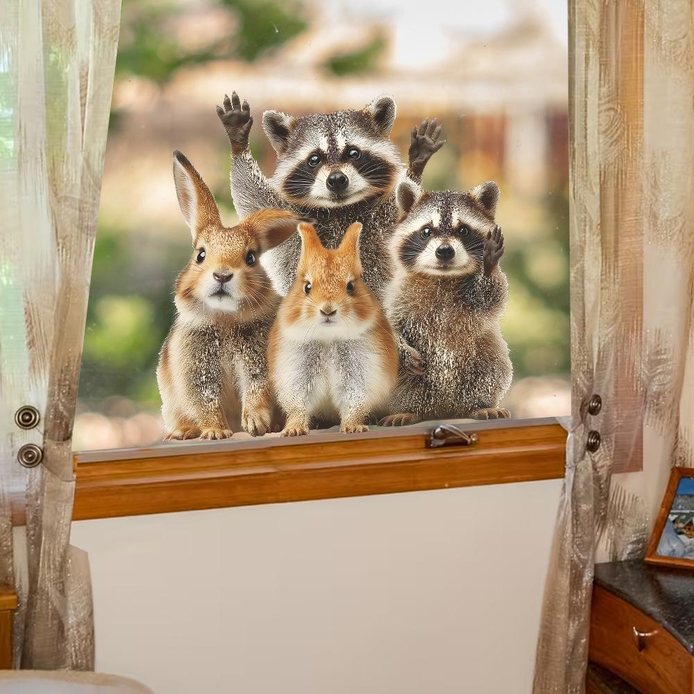 Entzückende Wanddekorations-Aufkleber im Waschbär- und Hasen-Design zur Verschönerung von Heim-Hintergründen