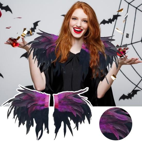 1 Paar Kunstveer Sjaal Schouderomslag Cape Zachte Verstelbare Band Gotisch Cosplay Feest Podiumoptreden Nepkraag Danser Kostuum Halloween