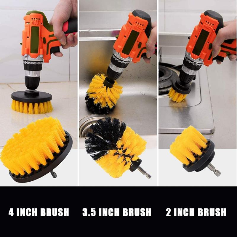 Electric Drill Scrubber Brush Power Brush Set Kit Car Soft Brush Drill Kit Bathroom Kitchen Auto Care Cleaning Tools